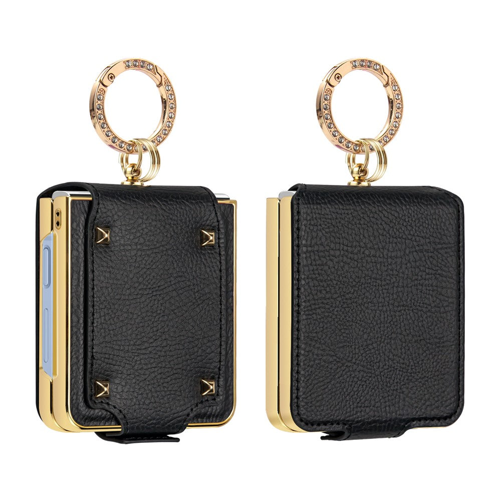 For Samsung Galaxy Z Flip8 Case PU + PC Protective Phone Cover with Finger Holder