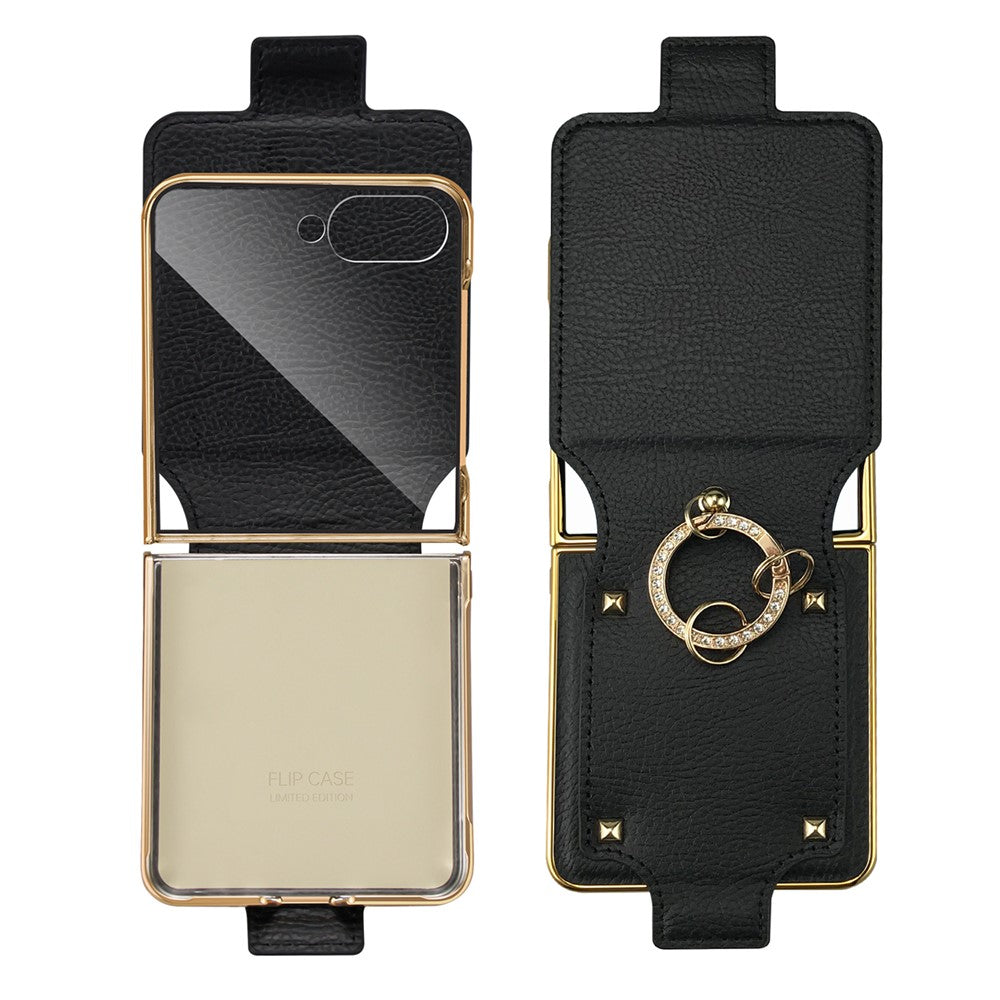For Samsung Galaxy Z Flip8 Case PU + PC Protective Phone Cover with Finger Holder