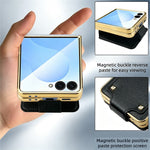 For Samsung Galaxy Z Flip8 Case PU + PC Protective Phone Cover with Finger Holder