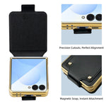 For Samsung Galaxy Z Flip8 Case PU + PC Protective Phone Cover with Finger Holder