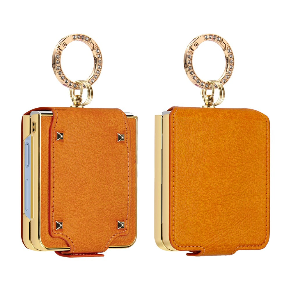 For Samsung Galaxy Z Flip8 Case PU + PC Protective Phone Cover with Finger Holder
