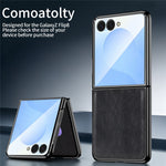 For Samsung Galaxy Z Flip7 5G Case Crazy Horse Texture PU Leather + PC Anti-Slip Phone Cover Built-in Screen Protector