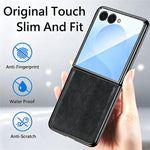 For Samsung Galaxy Z Flip7 5G Case Crazy Horse Texture PU Leather + PC Anti-Slip Phone Cover Built-in Screen Protector