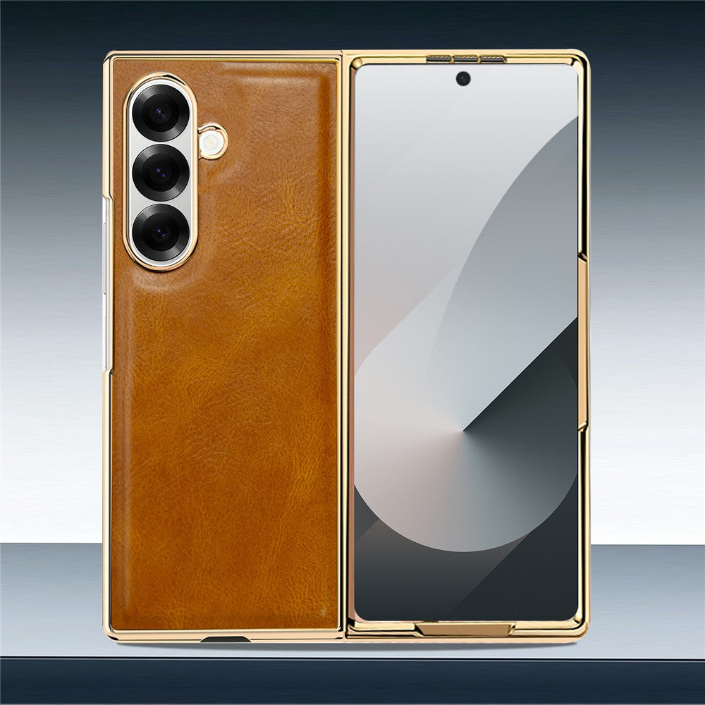 Til Samsung Galaxy Z Fold7 5G-cover Crazy Horse-tekstur PU-læder + pc skridsikkert telefoncover Indbygget skærmbeskytter