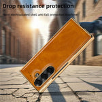 Til Samsung Galaxy Z Fold7 5G-cover Crazy Horse-tekstur PU-læder + pc skridsikkert telefoncover Indbygget skærmbeskytter