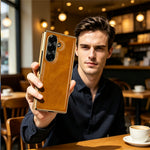 Til Samsung Galaxy Z Fold7 5G-cover Crazy Horse-tekstur PU-læder + pc skridsikkert telefoncover Indbygget skærmbeskytter