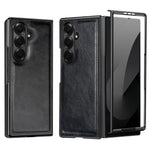Til Samsung Galaxy Z Fold7 5G-cover Crazy Horse-tekstur PU-læder + pc skridsikkert telefoncover Indbygget skærmbeskytter