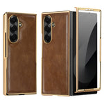 Til Samsung Galaxy Z Fold7 5G-cover Crazy Horse-tekstur PU-læder + pc skridsikkert telefoncover Indbygget skærmbeskytter