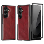 Til Samsung Galaxy Z Fold7 5G-cover Crazy Horse-tekstur PU-læder + pc skridsikkert telefoncover Indbygget skærmbeskytter