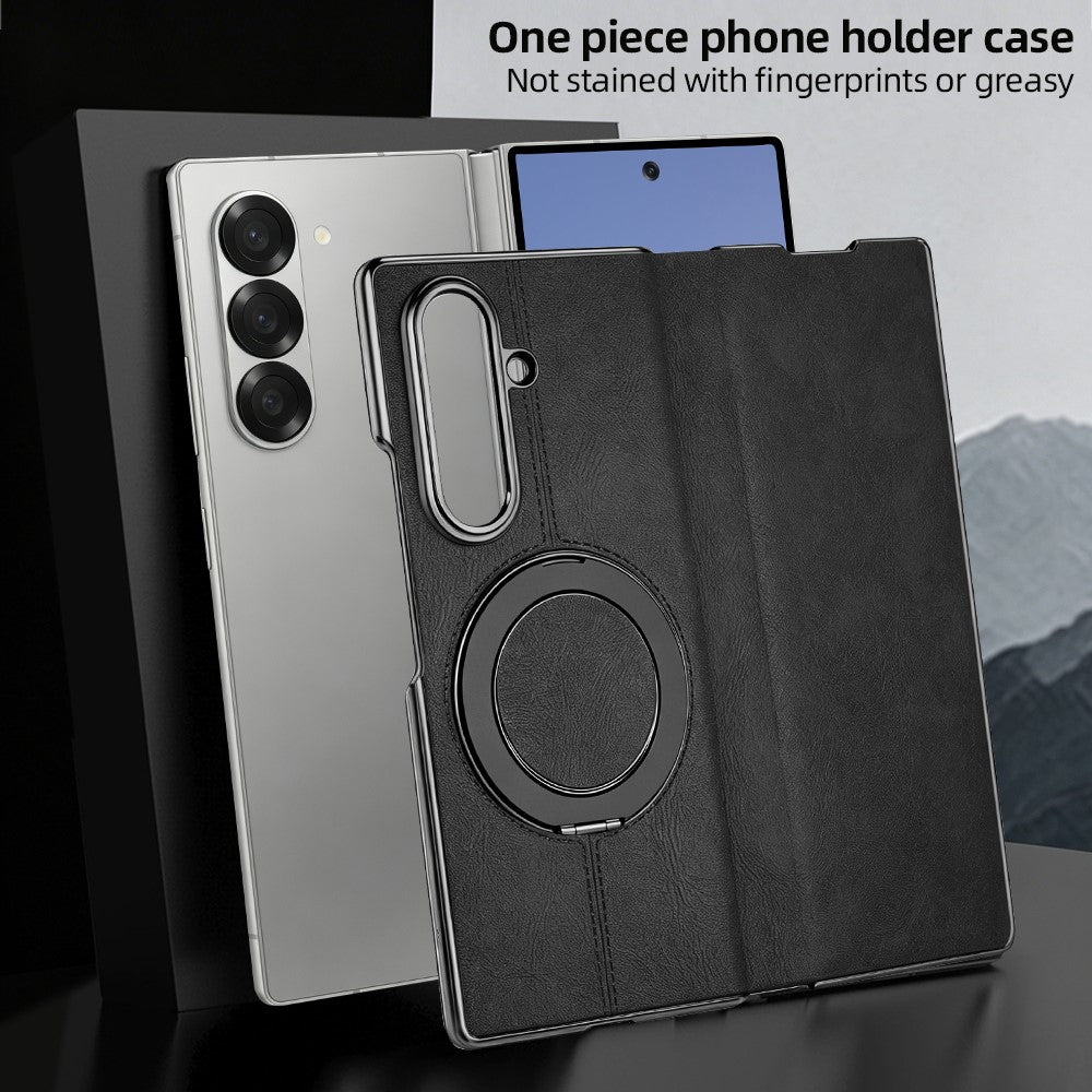 For Samsung Galaxy Z Fold7 5G Case Rotating Magnetic Kickstand PU Leather + PC Foldable Phone Cover
