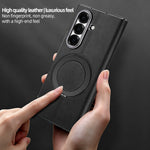 For Samsung Galaxy Z Fold7 5G Case Rotating Magnetic Kickstand PU Leather + PC Foldable Phone Cover