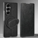 For Samsung Galaxy Z Fold7 5G Case Rotating Magnetic Kickstand PU Leather + PC Foldable Phone Cover