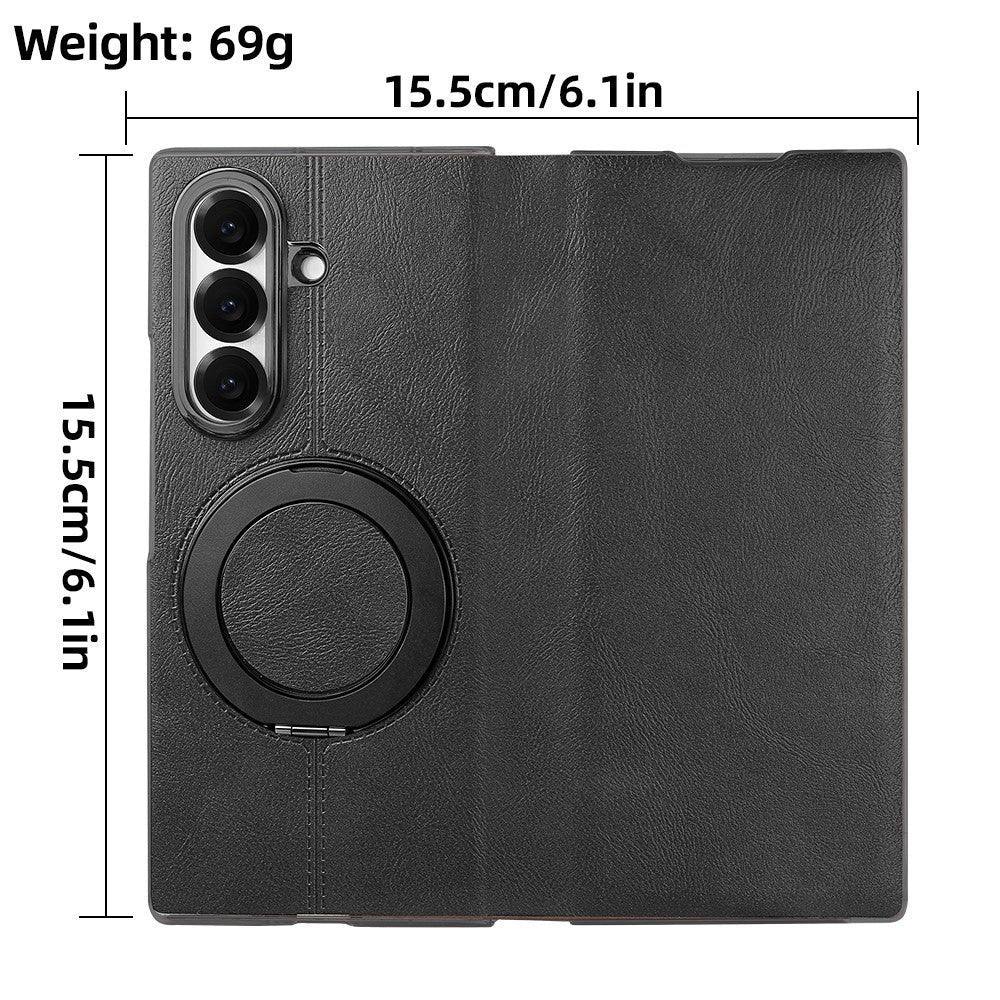 For Samsung Galaxy Z Fold7 5G Case Rotating Magnetic Kickstand PU Leather + PC Foldable Phone Cover