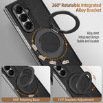 For Samsung Galaxy Z Fold7 5G Case Rotating Magnetic Kickstand PU Leather + PC Foldable Phone Cover