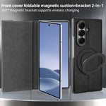 For Samsung Galaxy Z Fold7 5G Case Rotating Magnetic Kickstand PU Leather + PC Foldable Phone Cover