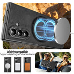 For Samsung Galaxy Z Fold7 5G Case Rotating Magnetic Kickstand PU Leather + PC Foldable Phone Cover