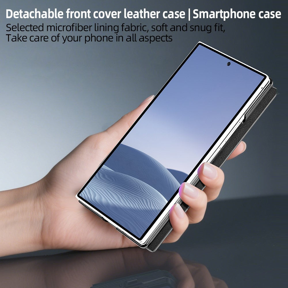 For Samsung Galaxy Z Fold7 5G Case Rotating Magnetic Kickstand PU Leather + PC Foldable Phone Cover