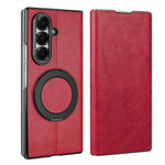 For Samsung Galaxy Z Fold7 5G Case Rotating Magnetic Kickstand PU Leather + PC Foldable Phone Cover