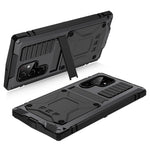 R-JUST For Samsung Galaxy S23 Ultra Waterproof Drop-proof Case Kickstand Back Cover with Tempered Glass