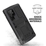 R-JUST For Samsung Galaxy S23 Ultra Waterproof Drop-proof Case Kickstand Back Cover with Tempered Glass