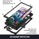 R-JUST For Samsung Galaxy S23 Ultra Waterproof Drop-proof Case Kickstand Back Cover with Tempered Glass