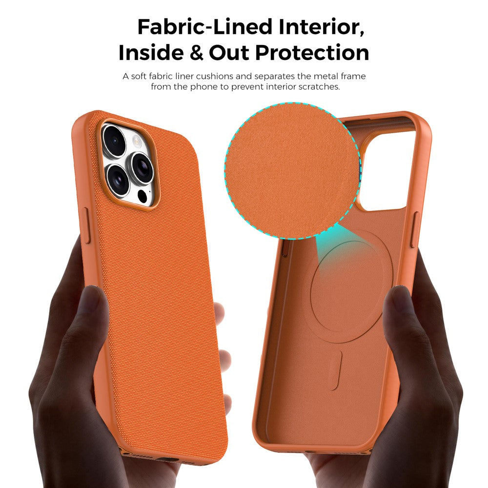 For iPhone 15 Pro Max Magnetic Case Tech Fabric Coated TPU + PC Anti-Drop Phone Cover
