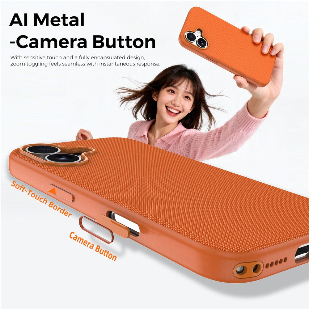 Til iPhone 16 Magnetisk Cover Tech-stofbelagt TPU + PC Anti-drop Telefoncover