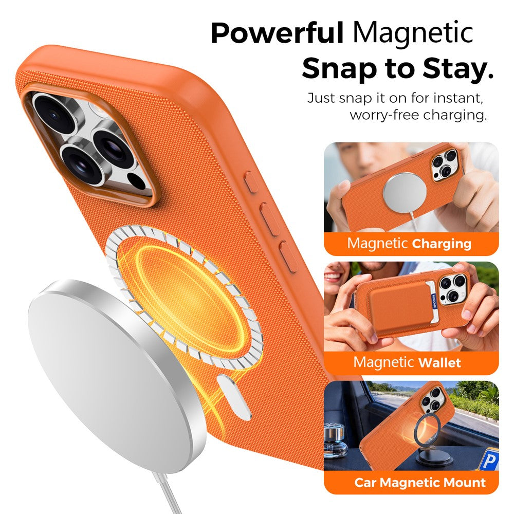 For iPhone 16 Pro Magnetic Case Tech Fabric Coated TPU + PC Anti-Drop Phone Cover