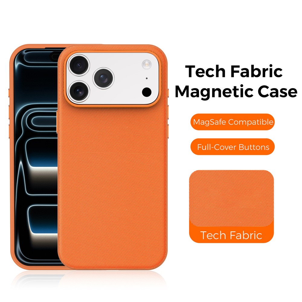 For iPhone 18 Pro Magnetic Case Tech Fabric Coated TPU + PC Anti-Drop Phone Cover