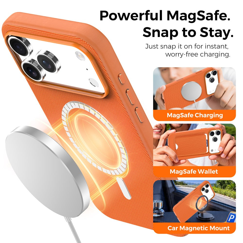 Til iPhone 18 Pro Max Magnetisk Cover Tech Fabric Belagt TPU + PC Anti-Fald Telefoncover