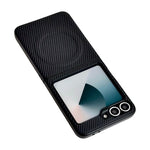 WANLONFENG för Samsung Galaxy Z Flip6 5G TQ-serien Magnetiskt skal Kolfiberstruktur PC TPU mobilskal (Stort linshål)