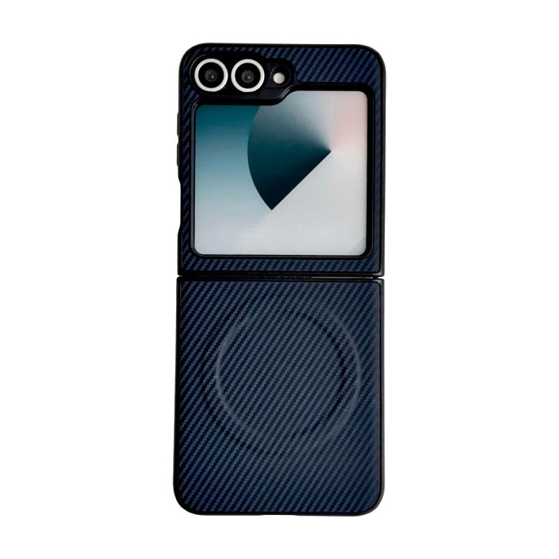 WANLONFENG för Samsung Galaxy Z Flip6 5G TQ-serien Magnetiskt skal Kolfiberstruktur PC TPU mobilskal (Stort linshål)