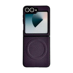 WANLONFENG för Samsung Galaxy Z Flip6 5G TQ-serien Magnetiskt skal Kolfiberstruktur PC TPU mobilskal (Stort linshål)