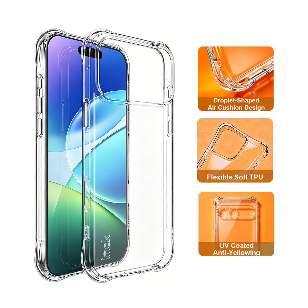 IMAK for iPhone 18 Pro / 17 Pro Case TPU Phone Cover Airbag Shockproof Protection