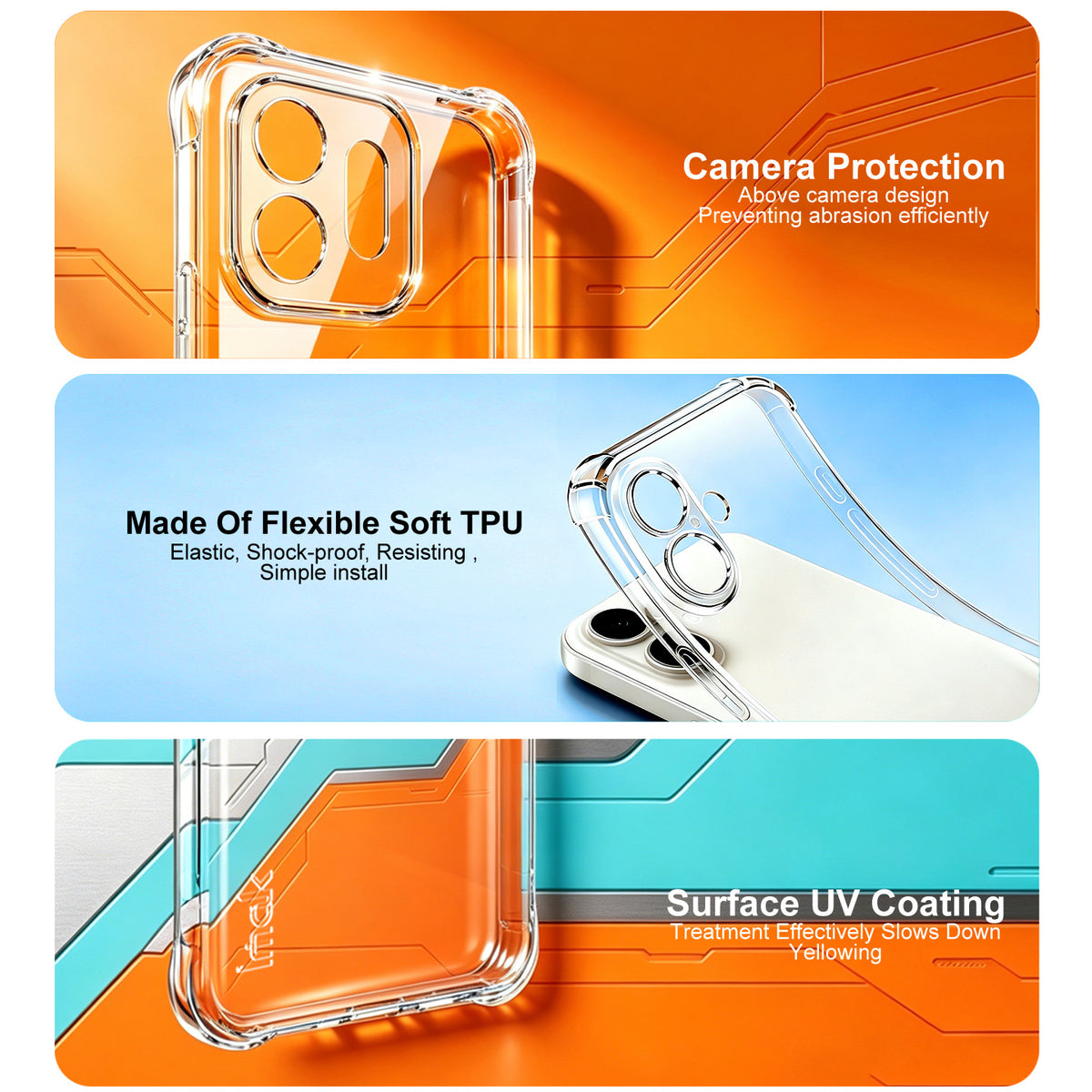 IMAK for OnePlus N6 4G Case TPU Phone Cover Airbag Shockproof Protection