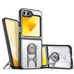 For Samsung Galaxy Z Flip6 5G Case with Slide Camera Cover Kickstand PC + TPU Protective Phone Shell