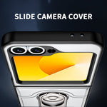 For Samsung Galaxy Z Flip6 5G Case with Slide Camera Cover Kickstand PC + TPU Protective Phone Shell