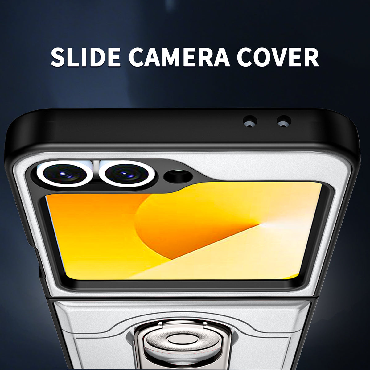 For Samsung Galaxy Z Flip6 5G Case with Slide Camera Cover Kickstand PC + TPU Protective Phone Shell