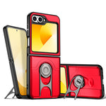 For Samsung Galaxy Z Flip6 5G Case with Slide Camera Cover Kickstand PC + TPU Protective Phone Shell