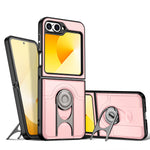For Samsung Galaxy Z Flip6 5G Case with Slide Camera Cover Kickstand PC + TPU Protective Phone Shell