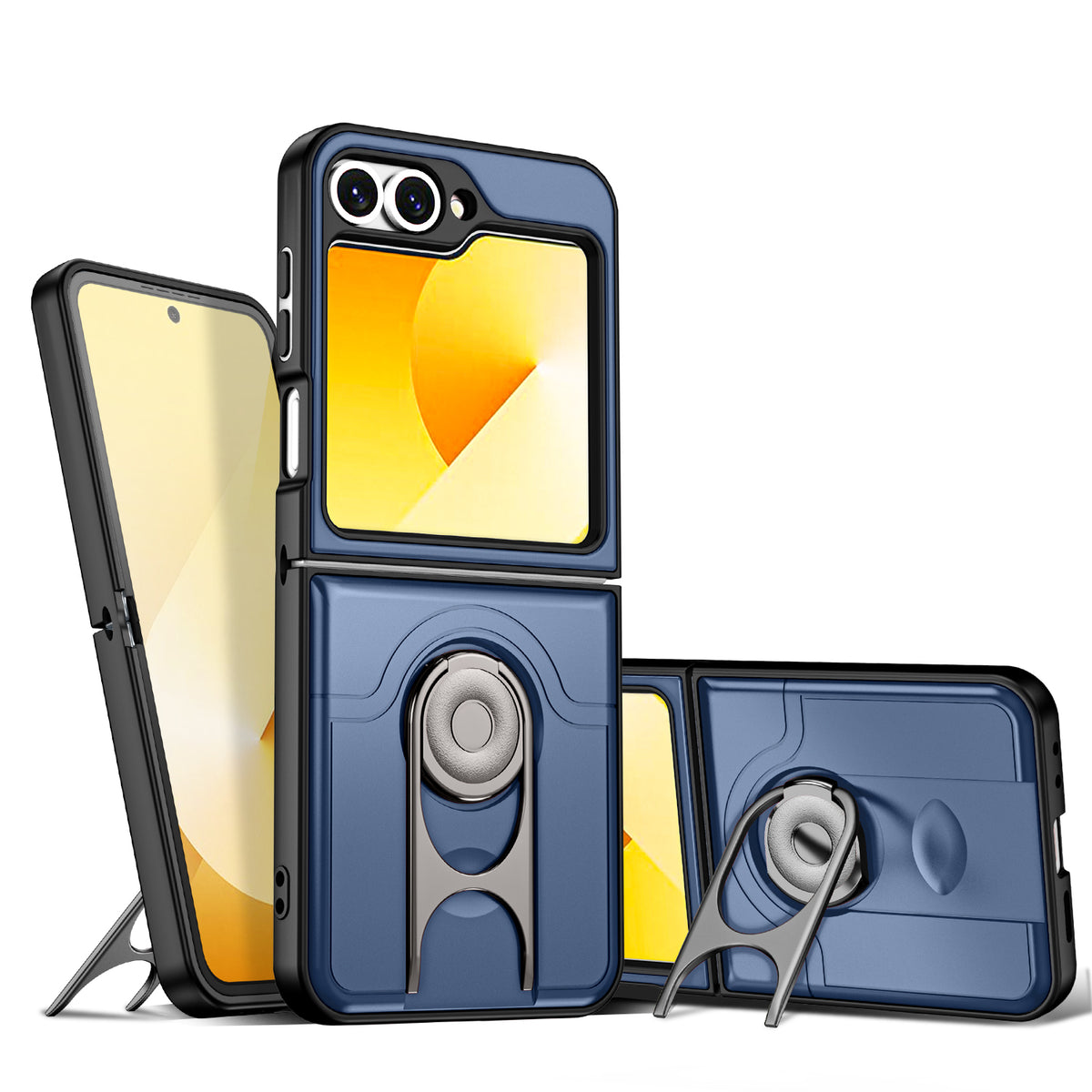 For Samsung Galaxy Z Flip6 5G Case with Slide Camera Cover Kickstand PC + TPU Protective Phone Shell