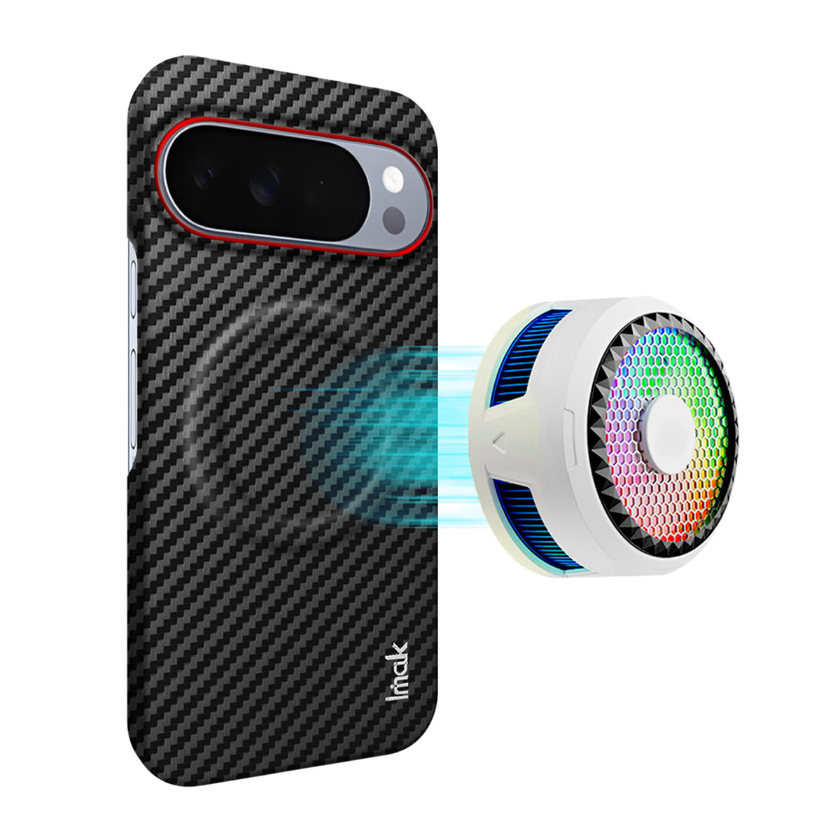 IMAK til Google Pixel 10 Pro / Google Pixel 10 Ruiyi Series Magnetisk Cover Kulfibertekstur Læder + PC Telefoncover