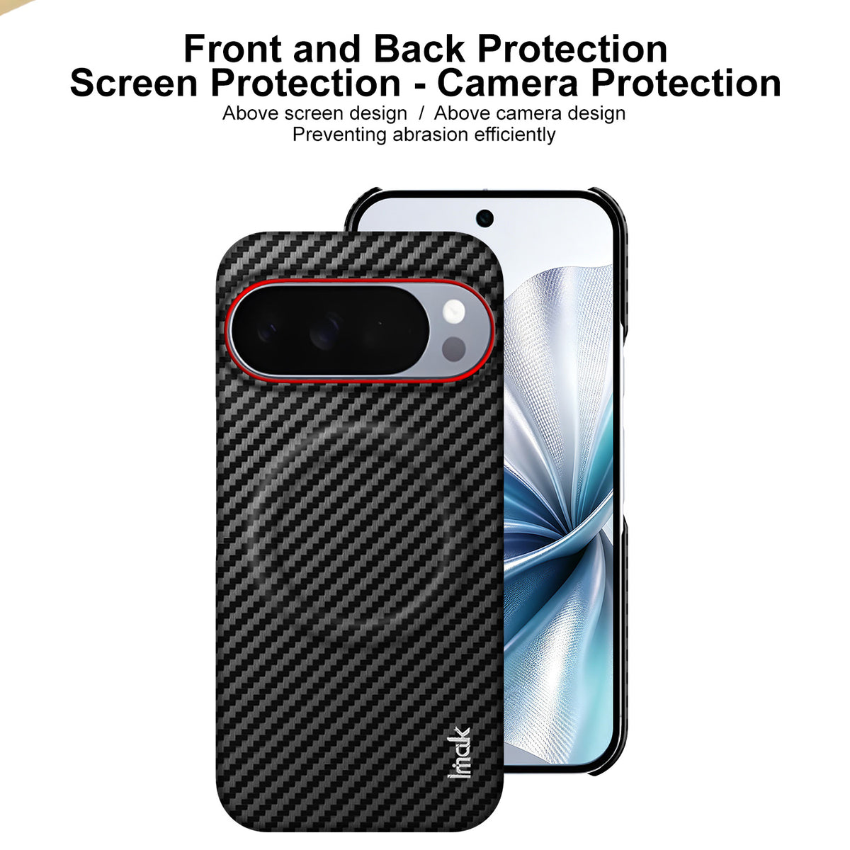 IMAK til Google Pixel 10 Pro XL Ruiyi Series Magnetisk Cover Kulfibertekstur Læder + PC Telefoncover