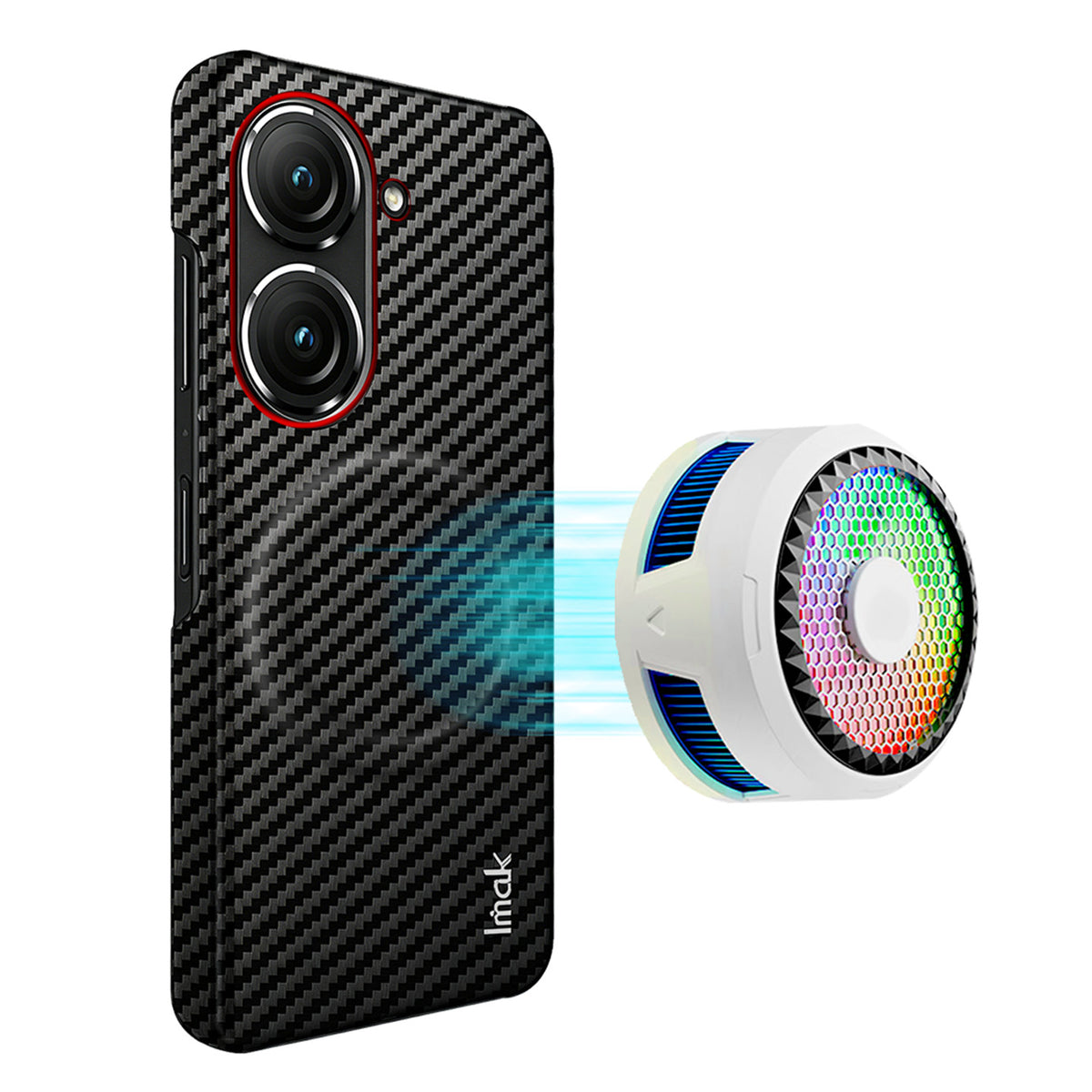 IMAK for Asus Zenfone 10 5G / Asus Zenfone 9 5G Ruiyi Series Magnetic Case Carbon Fiber Texture Leather + PC Phone Cover