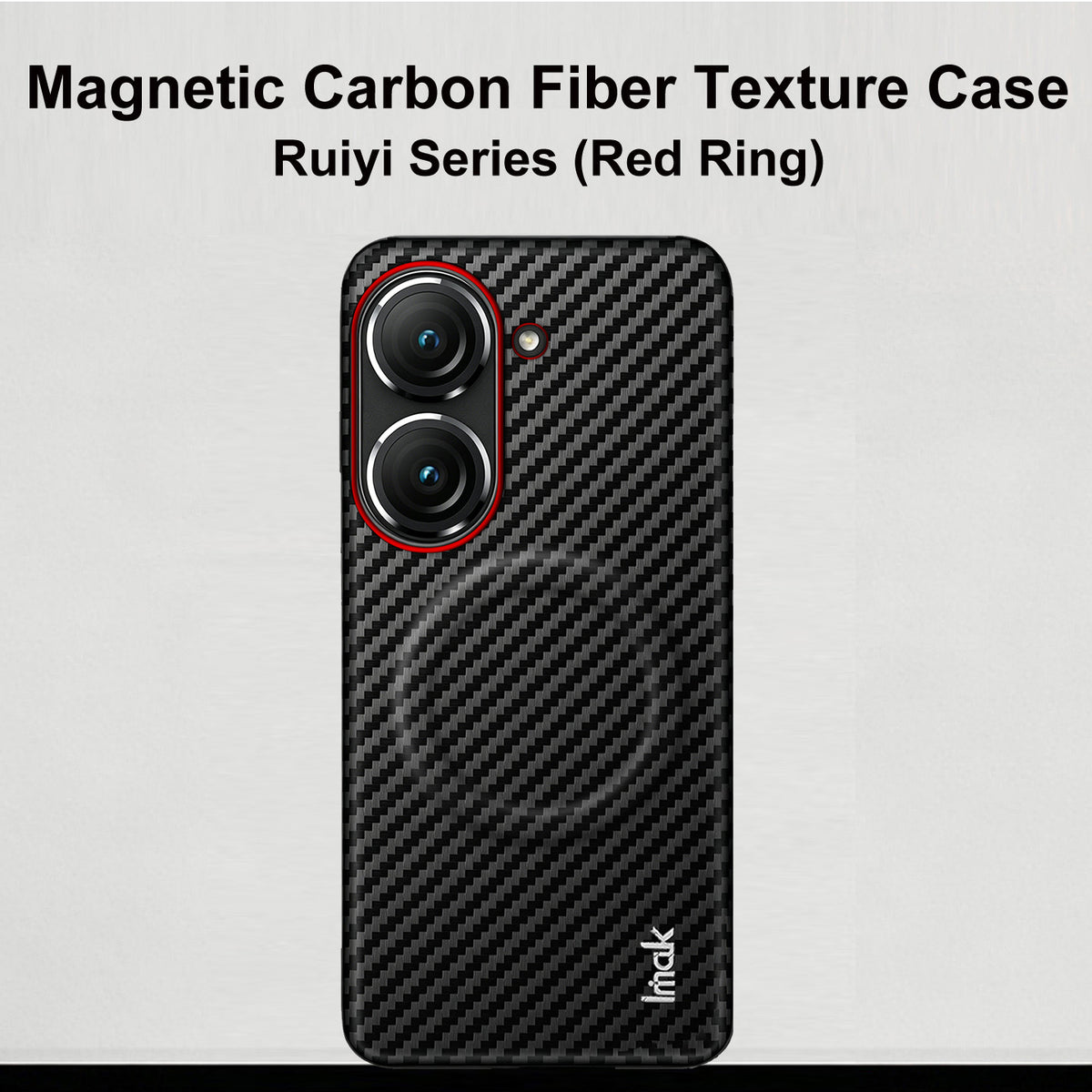 IMAK for Asus Zenfone 10 5G / Asus Zenfone 9 5G Ruiyi Series Magnetic Case Carbon Fiber Texture Leather + PC Phone Cover