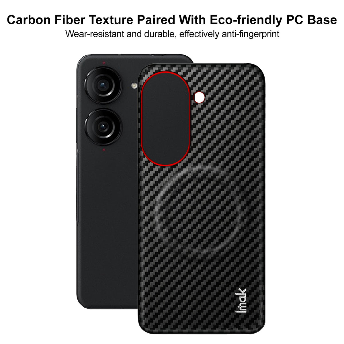 IMAK for Asus Zenfone 10 5G / Asus Zenfone 9 5G Ruiyi Series Magnetic Case Carbon Fiber Texture Leather + PC Phone Cover