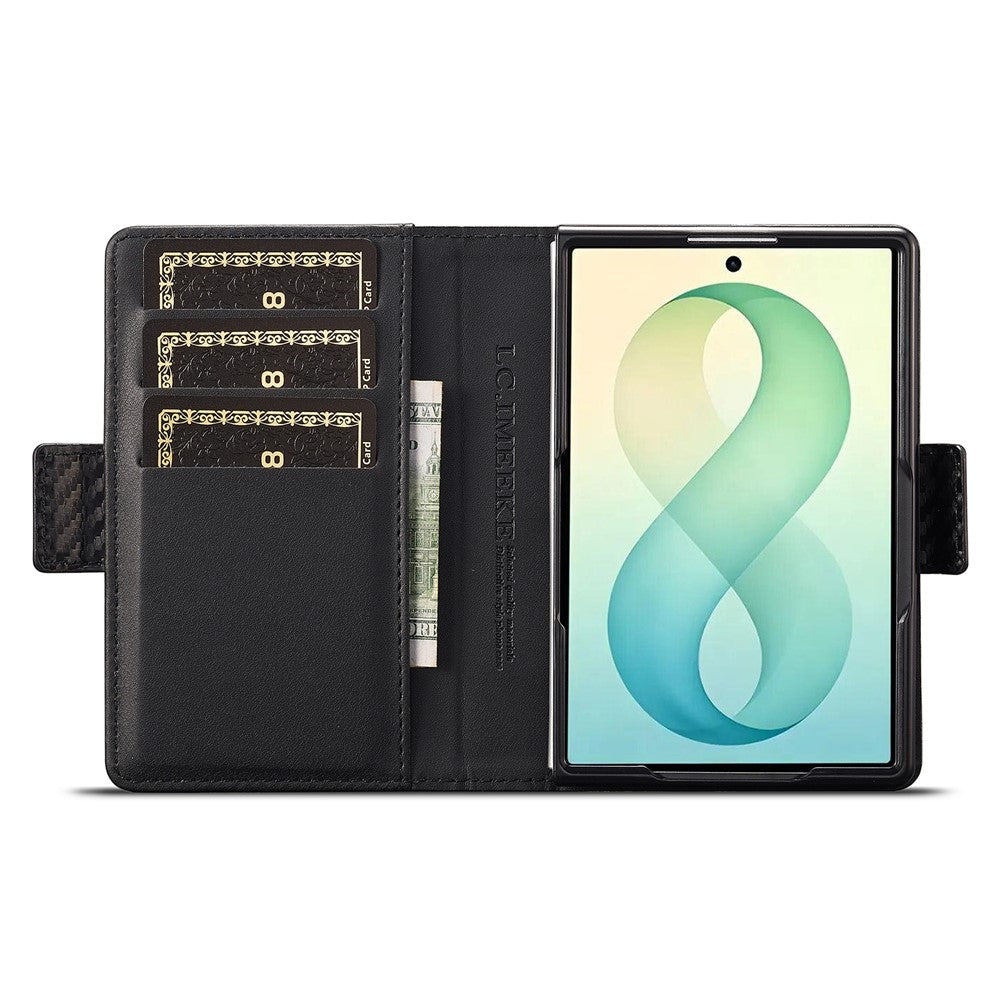 LC.IMEEKE Wallet Case for Samsung Galaxy Z Fold8 Carbon Fiber Texture Leather Phone Cover