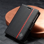LC.IMEEKE Wallet Case for Samsung Galaxy Z Fold8 Carbon Fiber Texture Leather Phone Cover