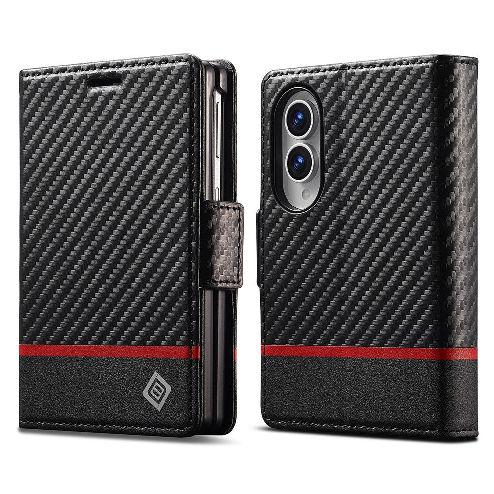 LC.IMEEKE Wallet Case for Samsung Galaxy Z Fold8 Carbon Fiber Texture Leather Phone Cover
