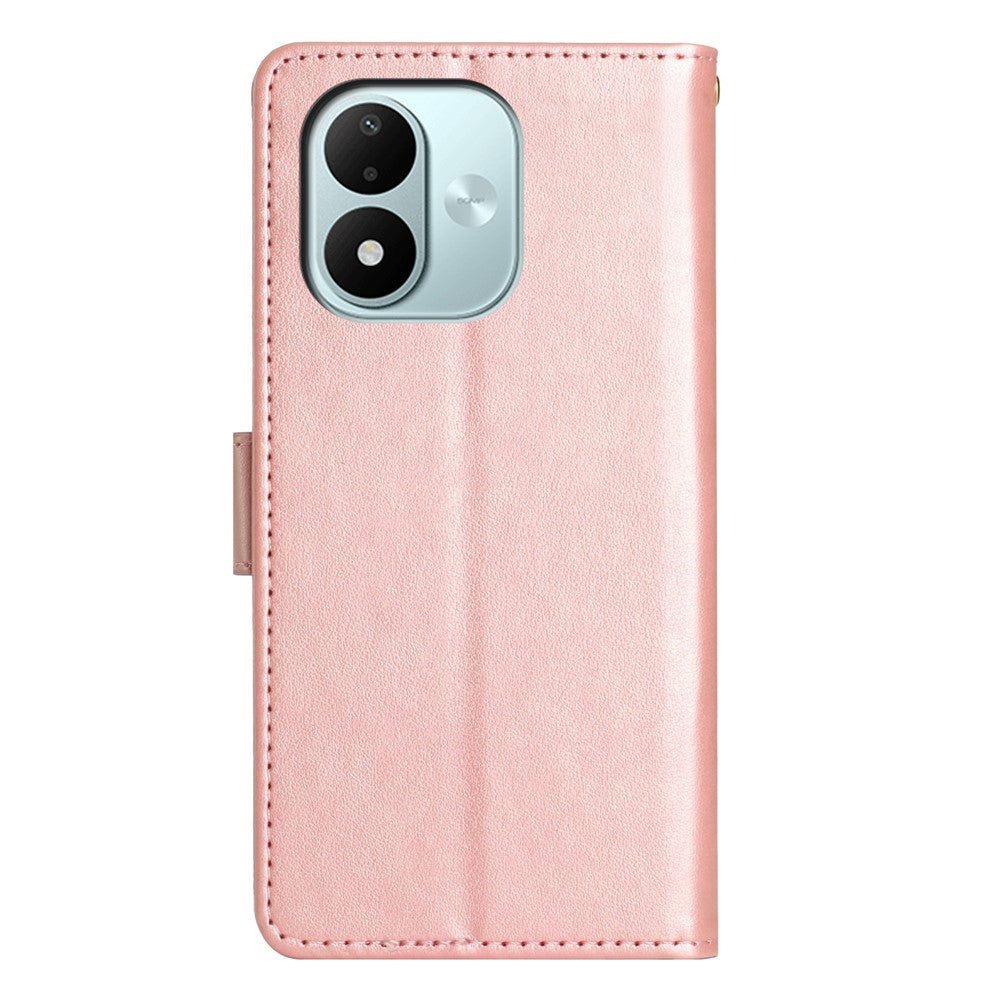 Xiaomi Redmi Note 17 4G (Global) / Note 17 5G (Global) / Note 17 (Indien/Kina) 5G Läderplånboksfodral med fjärilsblomma och rem